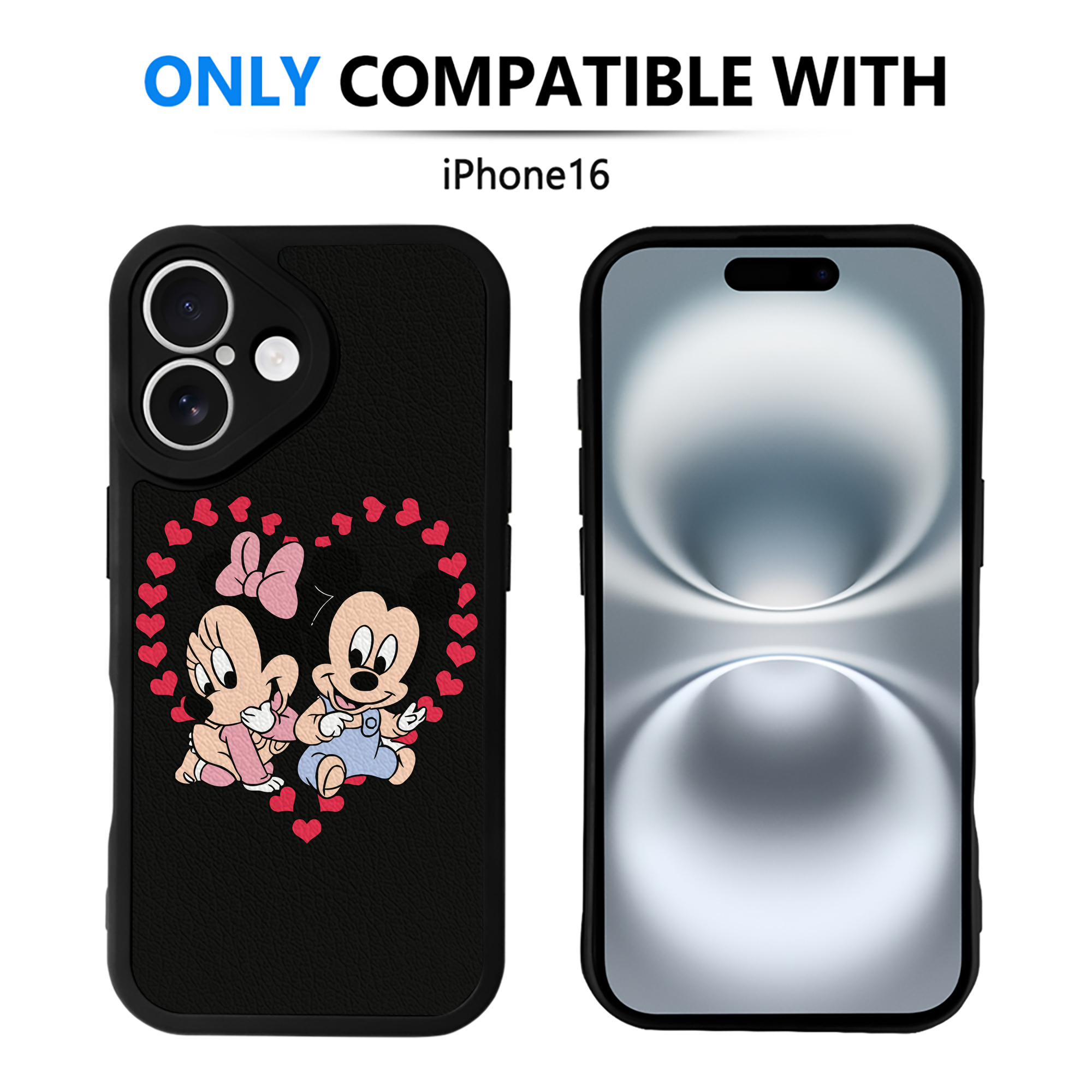 （画像用） ミッキーマウス Mickey Mouse 【iPhone 16シリーズ対応】シリコンスマホケース（レザー調） 材質：シリコン